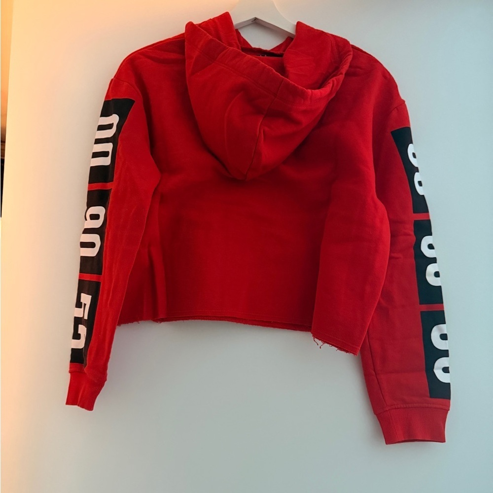 Jennyfer red and black cropped hoodie size S vintage - Picture 3 of 5
